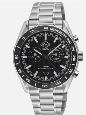 Gevril GV2 freccia men’s  Stainless Steel Chronograph Watch - Black Dial